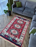 Carpet Armenian ornaments red blue REVERSIBLE 120x180 cm