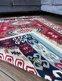 Carpet Armenian ornaments red blue REVERSIBLE 120x180 cm