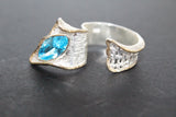 Earrings Gold and silver 925 Black zircon Eyes gemstone