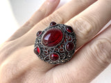 Earrings SILVER 925 Armenian jewelry Multi stone red filigree jewellery