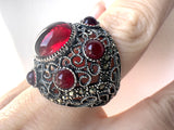 Earrings SILVER 925 Armenian jewelry Multi stone red filigree jewellery