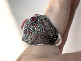 Earrings SILVER 925 Armenian jewelry Multi stone red filigree jewellery