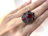 Earrings SILVER 925 Armenian jewelry Multi stone red filigree jewellery