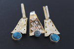 Earrings ring Blue chrysocolla Sterling SILVER 925 gold plated