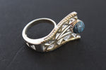 Earrings ring Blue chrysocolla Sterling SILVER 925 gold plated
