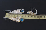 Earrings ring Blue chrysocolla Sterling SILVER 925 gold plated