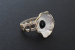Flower Onyx ring black Sterling SILVER 925 gold plated