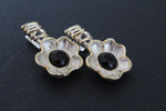 Flower Onyx ring black Sterling SILVER 925 gold plated