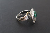 Green malachite jewelry se Earrings and ring Sterling silver 925 gold plated