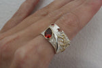 Earrings Ring red zircon Gilded silver 925 Armenian Spirit