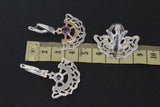 Jewelry set Earrings ring Gold and silver 925 Purple zircons