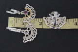 Jewelry set Earrings ring Gold and silver 925 Purple zircons