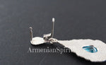 Very long drop earrings Light blue zircon jewelry Silver 925