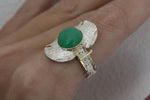 Earrings and ring Green chrysoprase Sterling SILVER 925 gold plated
