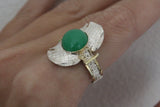 Earrings and ring Green chrysoprase Sterling SILVER 925 gold plated