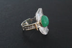 Earrings and ring Green chrysoprase Sterling SILVER 925 gold plated