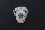Earrings and ring Green chrysoprase Sterling SILVER 925 gold plated