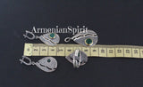 Sterling silver 925 SET Earrings ring pendant natural jade gemstone green