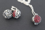 Pomegranate pendant Sterling SILVER 925 red zircon