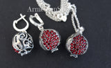 Pomegranate pendant Sterling SILVER 925 red zircon