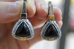 Earrings and ring Gray Venus hair gemstone Silver 925 gold plated