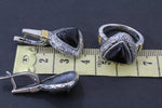 Earrings and ring Gray Venus hair gemstone Silver 925 gold plated