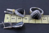 Earrings and ring Gray Venus hair gemstone Silver 925 gold plated