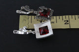 Marcasite jewelry ring earrings lab topaz square SILVER 925