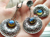 jewelry set with labradorite stones round.