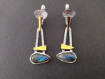 Earrings sterling silver 925 gold plated details amethyst gemstone