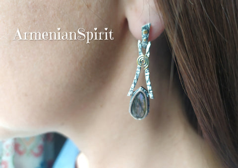 Earrings silver 925 Labradorite Armenian Spirit