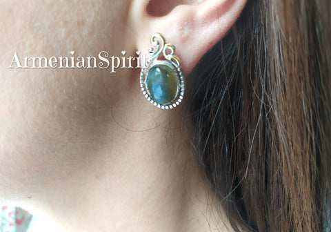 Earrings silver 925 Labradorite Armenian Spirit