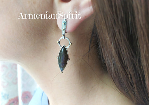 Earrings silver 925 Labradorite