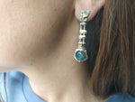 Earrings ring Set labradorite blue gem Silver gold plated jewelry