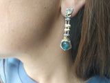 Earrings ring Set labradorite blue gem Silver gold plated jewelry