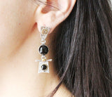 Buy onyx jewelry assymetricl earrings with onyx gemstone