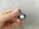 Set Ring Earrings Pendant pearl Silver 925