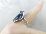 Set Ring Earrings Pendant blue Silver 925