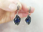 Set Ring Earrings Pendant blue Silver 925