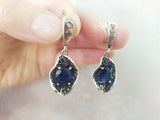 Set Ring Earrings Pendant blue Silver 925