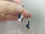 Set Ring Earrings Pendant blue Silver 925