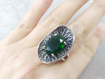 Set Ring Earrings Pendant green Silver 925