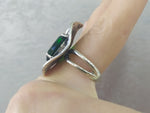 Set Ring Earrings Pendant green Silver 925