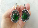 Set Ring Earrings Pendant green Silver 925