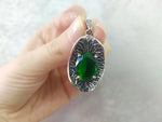 Set Ring Earrings Pendant green Silver 925