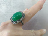 Set Ring Earrings Silver 925 Green jadeite