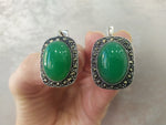 Set Ring Earrings Silver 925 Green jadeite