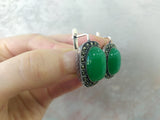 Set Ring Earrings Silver 925 Green jadeite