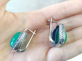 Set Ring Earrings Silver 925 Green jadeite