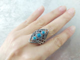 Set Ring Earrings turquoise Silver 925